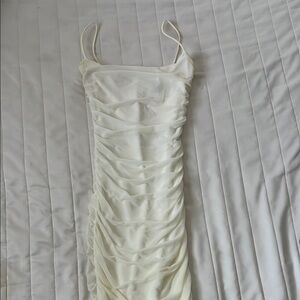 Elegant White Ruched Dress